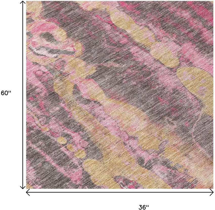 Blush And Wheat Abstract Washable Indoor Outdoor Area Rug Photo 3