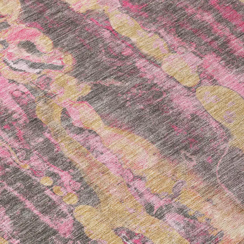 Blush And Wheat Abstract Washable Indoor Outdoor Area Rug Photo 5