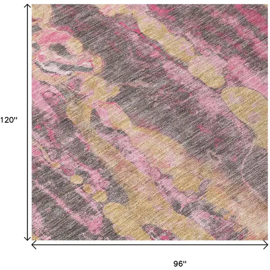 Blush And Wheat Abstract Washable Indoor Outdoor Area Rug Photo 3