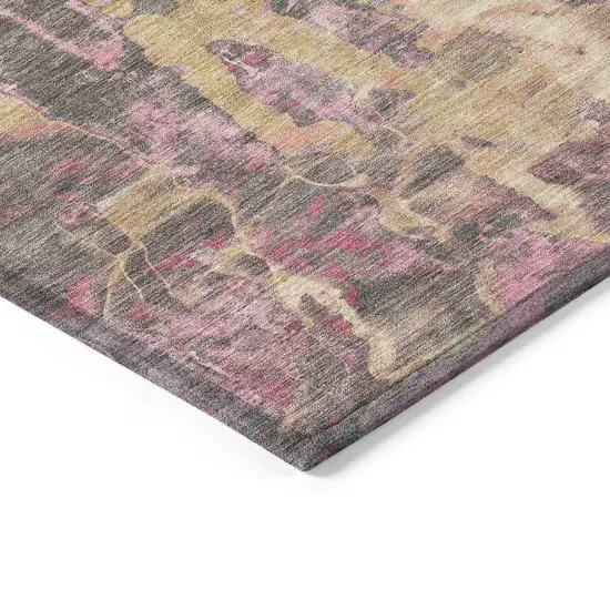Blush And Wheat Abstract Washable Indoor Outdoor Area Rug Photo 6