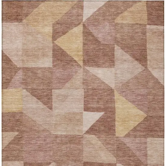 Blush And Wheat Geometric Washable Indoor Outdoor Area Rug Photo 3