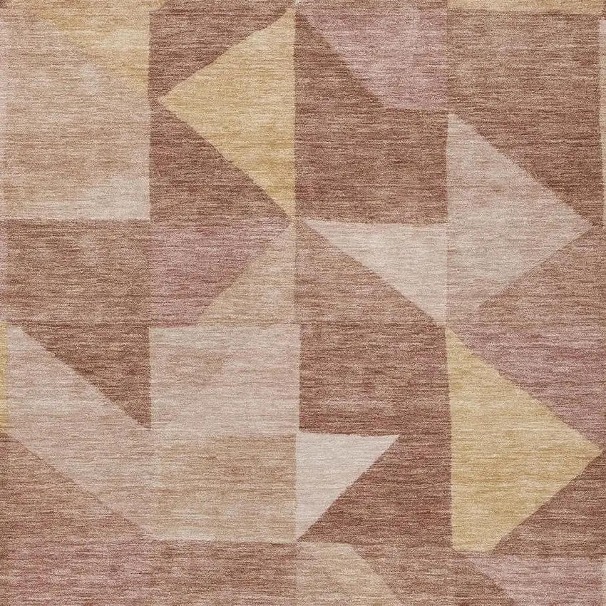 Blush And Wheat Geometric Washable Indoor Outdoor Area Rug Photo 2