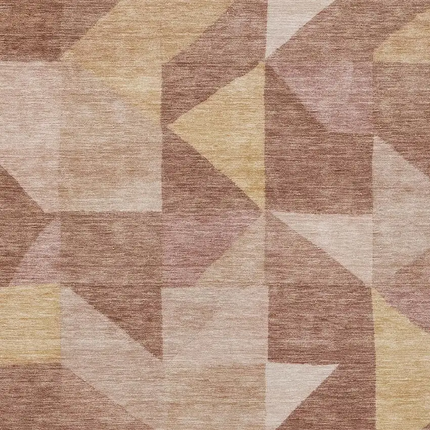 Blush And Wheat Geometric Washable Indoor Outdoor Area Rug Photo 2