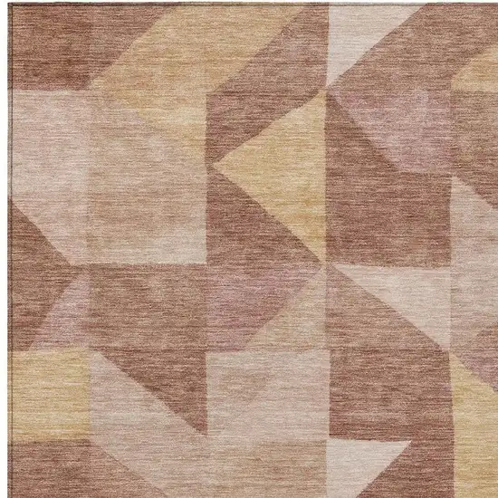 Blush And Wheat Geometric Washable Indoor Outdoor Area Rug Photo 2