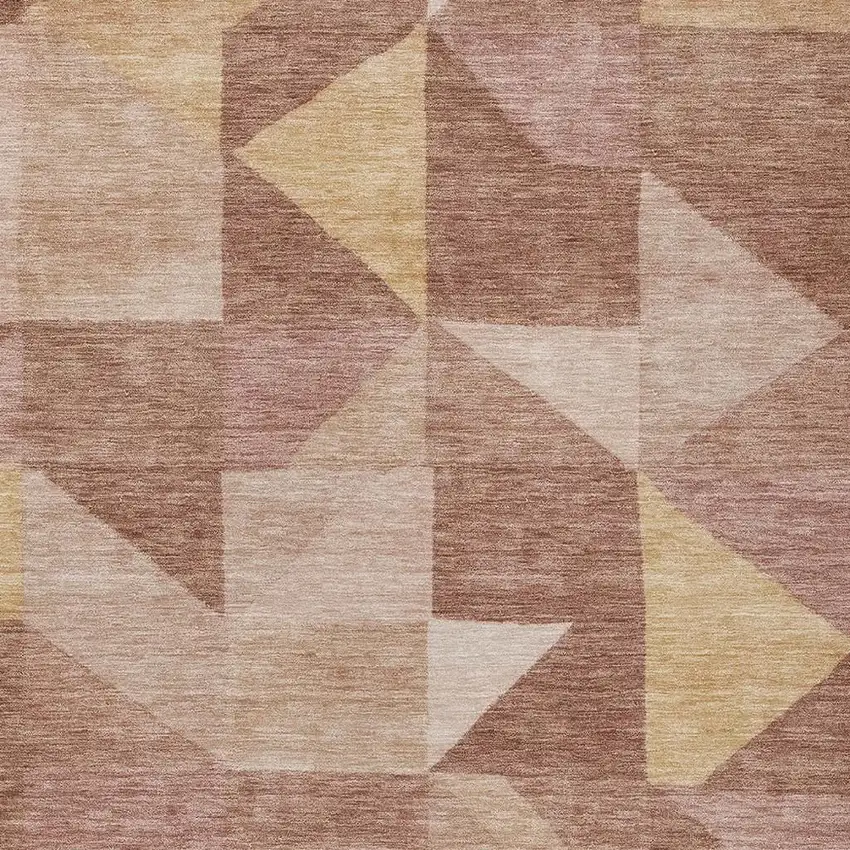 Blush And Wheat Geometric Washable Indoor Outdoor Area Rug Photo 2