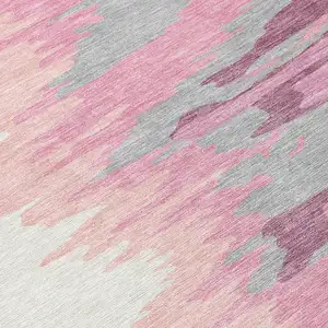 Photo of Blush Beige And Gray Abstract Washable Indoor Outdoor Area Rug