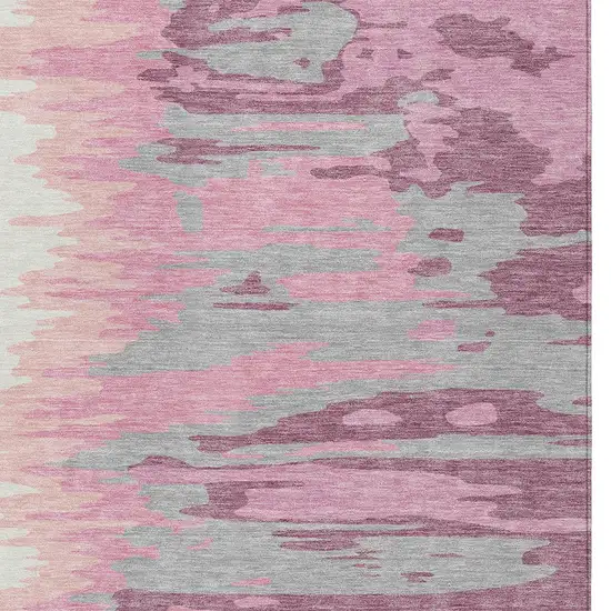 Blush Beige And Gray Abstract Washable Indoor Outdoor Area Rug Photo 6