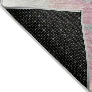 Photo of Blush Beige And Gray Abstract Washable Indoor Outdoor Area Rug