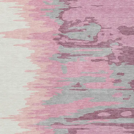 Blush Beige And Gray Abstract Washable Indoor Outdoor Area Rug Photo 6