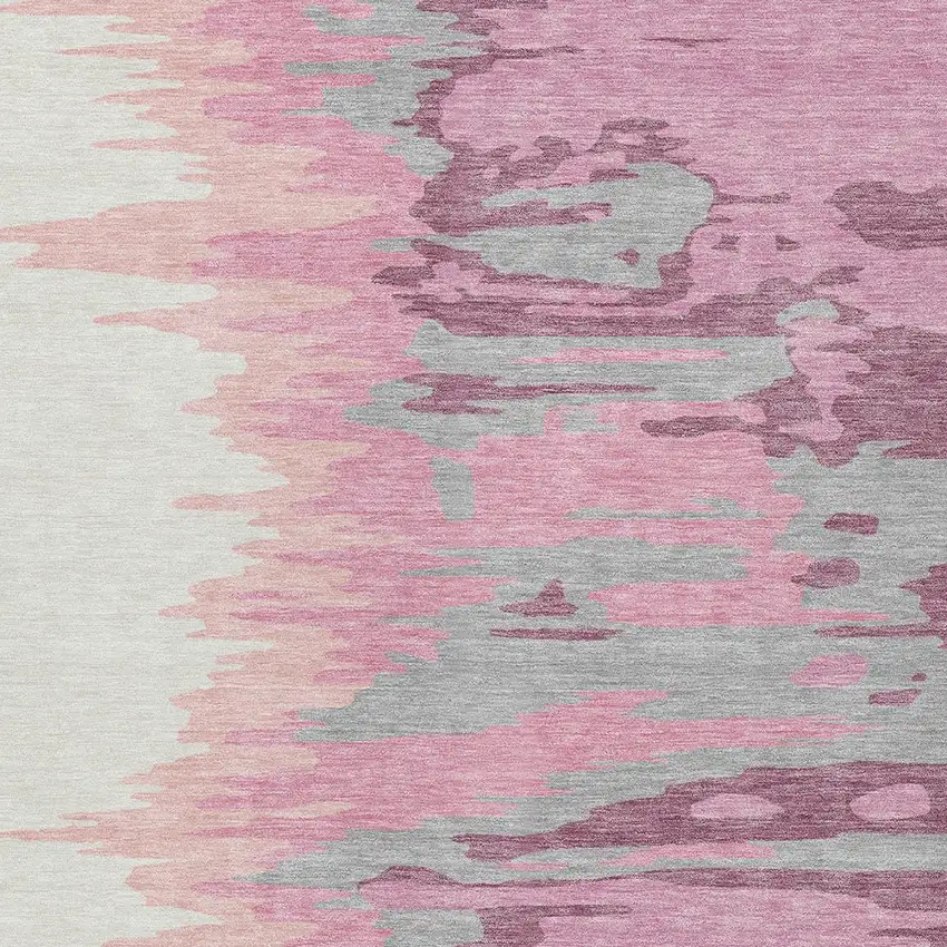 Blush Beige And Gray Abstract Washable Indoor Outdoor Area Rug Photo 6