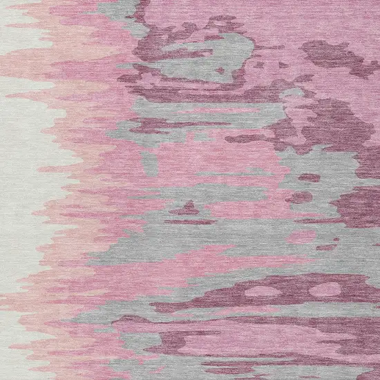 Blush Beige And Gray Abstract Washable Indoor Outdoor Area Rug Photo 6