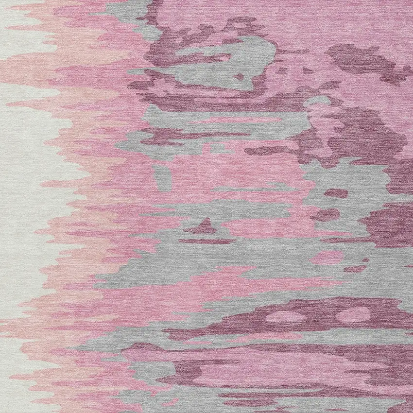 Blush Beige And Gray Abstract Washable Indoor Outdoor Area Rug Photo 6