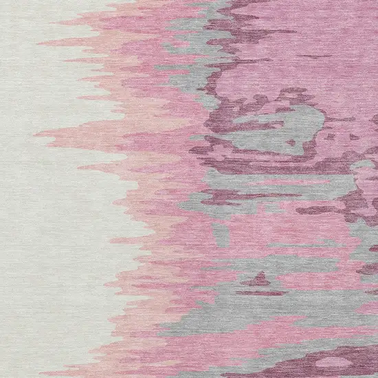 Blush Beige And Gray Abstract Washable Indoor Outdoor Area Rug Photo 6