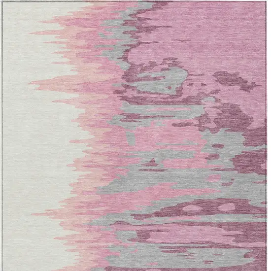 Blush Beige And Gray Abstract Washable Indoor Outdoor Area Rug Photo 7