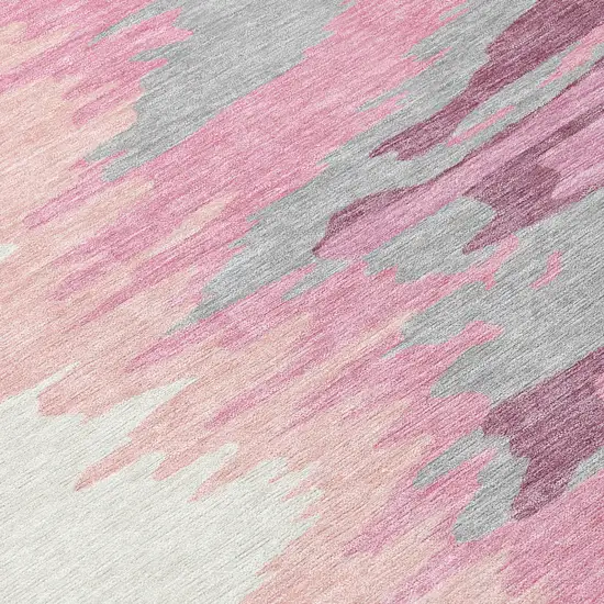Blush Beige And Gray Abstract Washable Indoor Outdoor Area Rug Photo 5