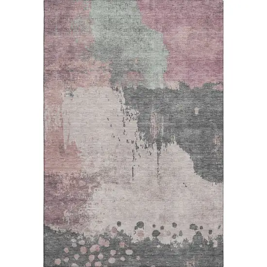 Blush Beige And Sage Abstract Washable Area Rug With UV Protection Photo 7