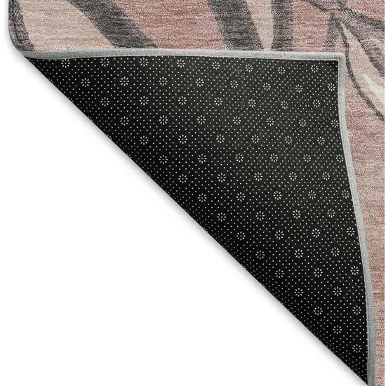 Blush Blue And Brown Botanical Leaves Washable Indoor Outdoor Area Rug Photo 4