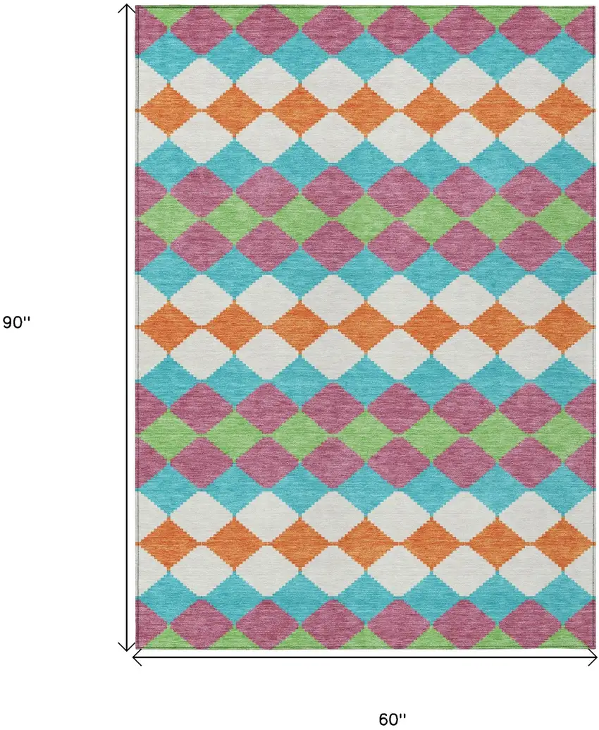 Blush Blue And Copper Geometric Washable Indoor Outdoor Area Rug Photo 3