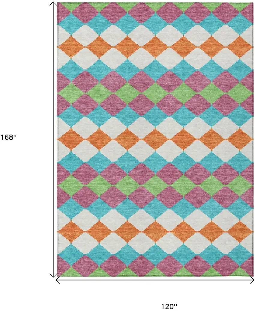 Blush Blue And Copper Geometric Washable Indoor Outdoor Area Rug Photo 3