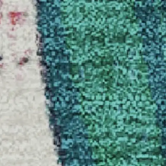 Blush Blue And Emerald Abstract Washable Area Rug With UV Protection Photo 3