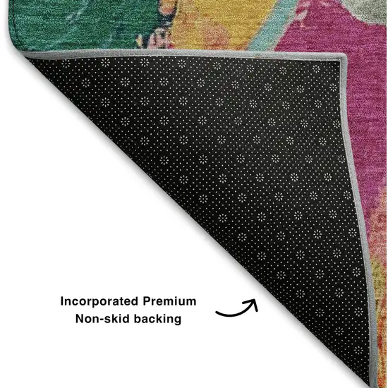 Blush Blue And Emerald Abstract Washable Area Rug With UV Protection Photo 8