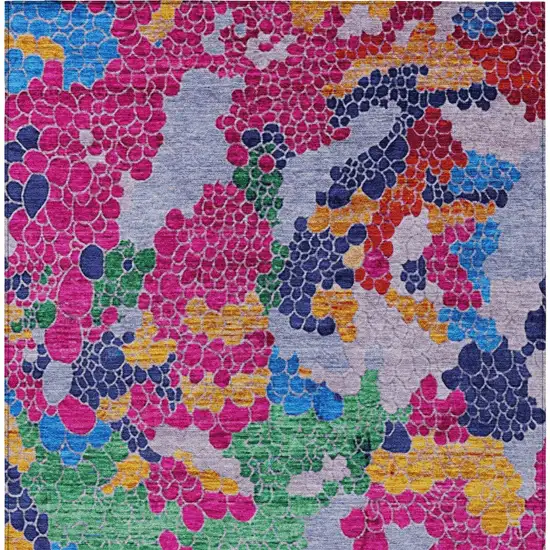 Blush Blue And Green Geometric Washable Indoor Outdoor Area Rug Photo 9