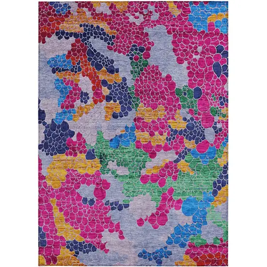 Blush Blue And Green Geometric Washable Indoor Outdoor Area Rug Photo 4