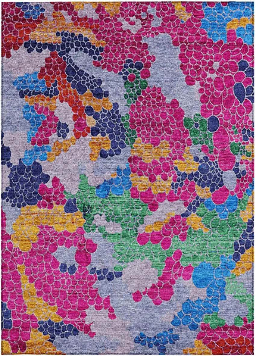 Blush Blue And Green Geometric Washable Indoor Outdoor Area Rug Photo 4