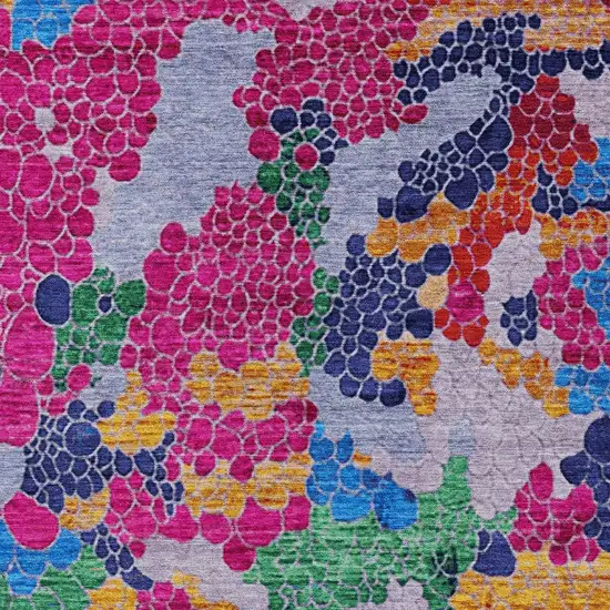 Blush Blue And Green Geometric Washable Indoor Outdoor Area Rug Photo 9