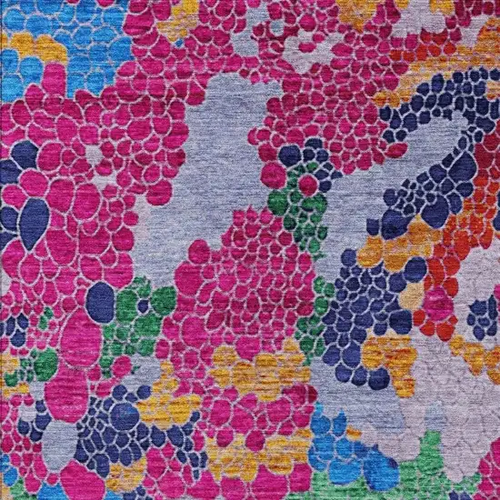 Blush Blue And Green Geometric Washable Indoor Outdoor Area Rug Photo 4