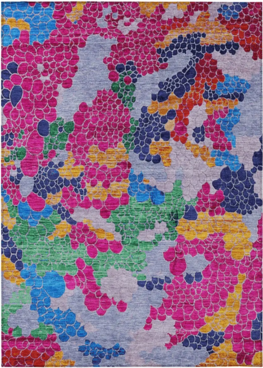 Blush Blue And Green Geometric Washable Indoor Outdoor Area Rug Photo 1