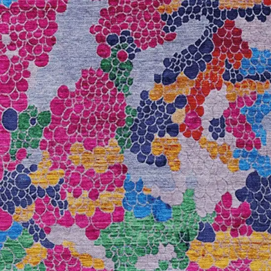 Blush Blue And Green Geometric Washable Indoor Outdoor Area Rug Photo 4