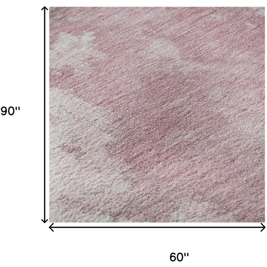 Blush Blue And Ivory Abstract Washable Area Rug With UV Protection Photo 9