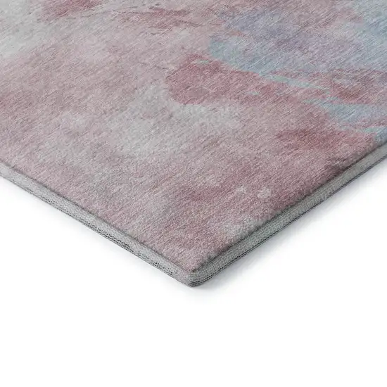 Blush Blue And Ivory Abstract Washable Area Rug With UV Protection Photo 7