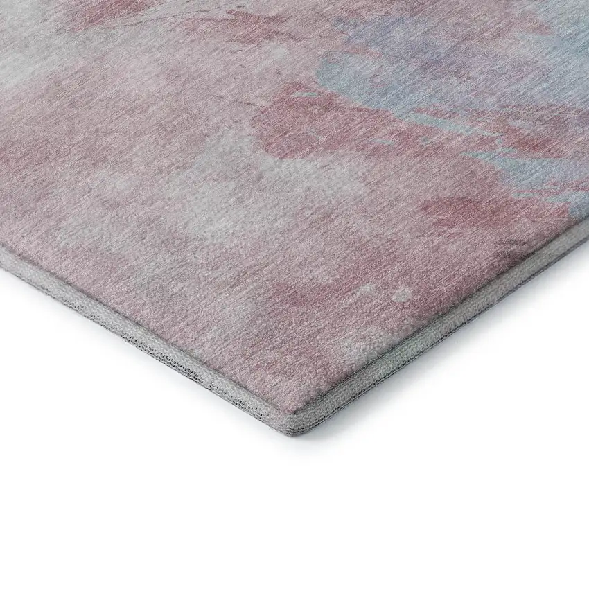Blush Blue And Ivory Abstract Washable Area Rug With UV Protection Photo 7