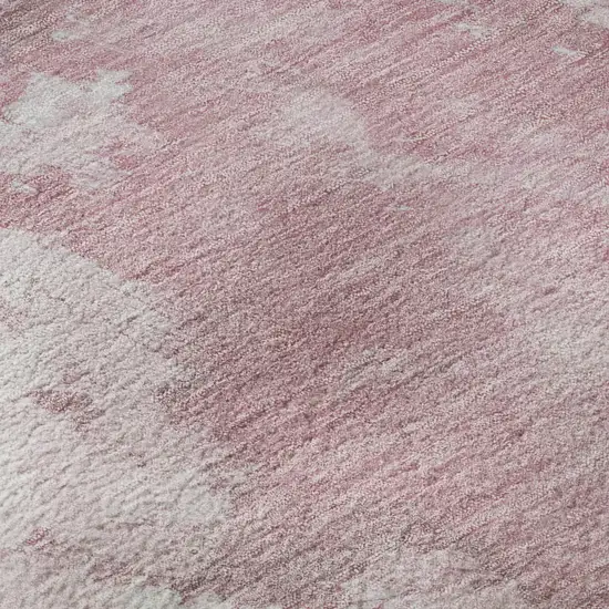 Blush Blue And Ivory Abstract Washable Area Rug With UV Protection Photo 1