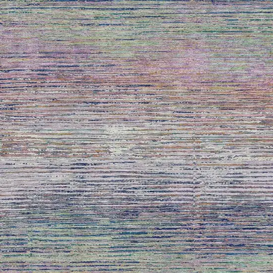 Blush Blue And Ivory Striped Washable Area Rug With UV Protection Photo 2