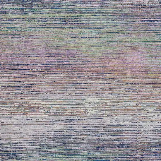 Blush Blue And Ivory Striped Washable Area Rug With UV Protection Photo 2