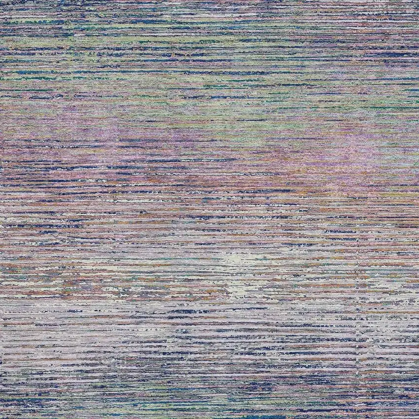 Blush Blue And Ivory Striped Washable Area Rug With UV Protection Photo 2