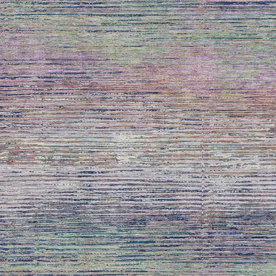 Blush Blue And Ivory Striped Washable Area Rug With UV Protection Photo 2