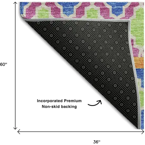 Blush Blue And Orange Ikat Washable Area Rug With UV Protection Photo 9