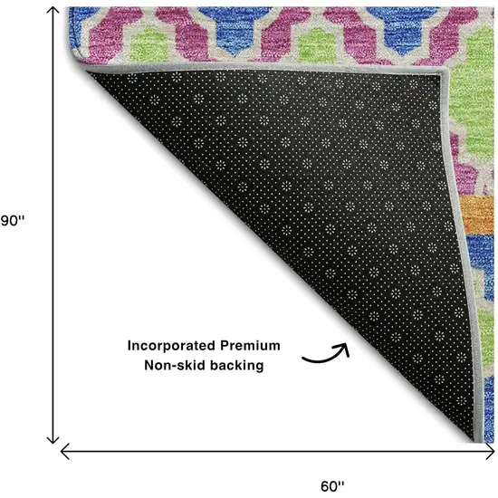 Blush Blue And Orange Ikat Washable Area Rug With UV Protection Photo 9