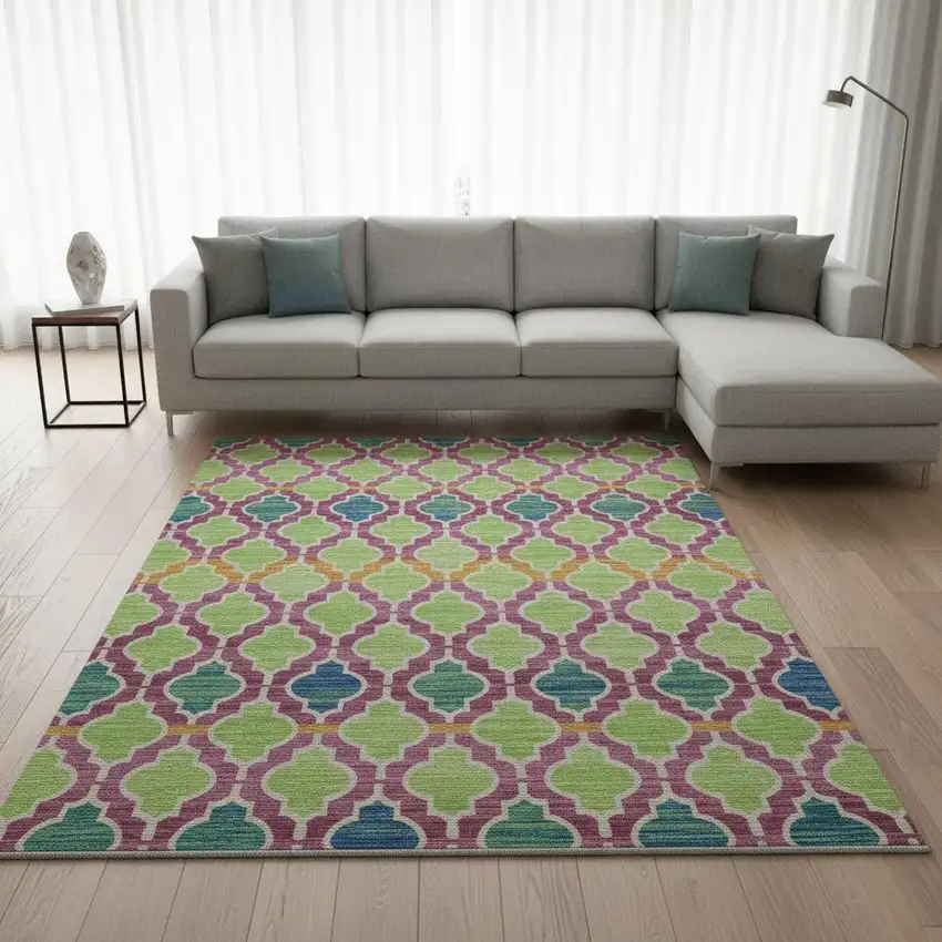 Blush Blue And Orange Ikat Washable Area Rug With UV Protection Photo 2