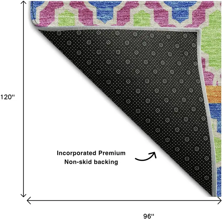 Blush Blue And Orange Ikat Washable Area Rug With UV Protection Photo 9