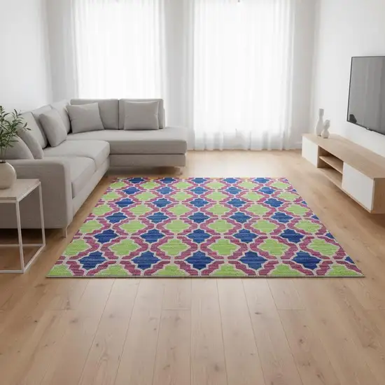 Blush Blue And Orange Ikat Washable Area Rug With UV Protection Photo 2