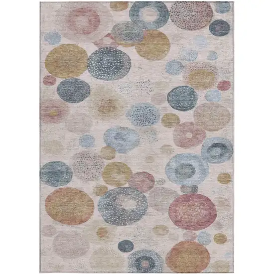 Blush Blue And Taupe Geometric Washable Indoor Outdoor Area Rug Photo 3