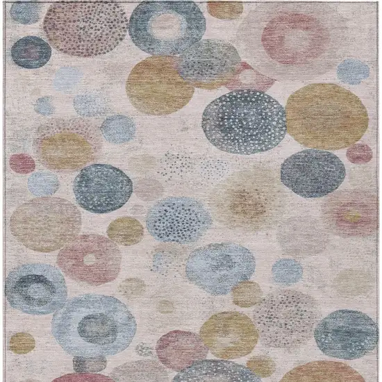 Blush Blue And Taupe Geometric Washable Indoor Outdoor Area Rug Photo 8