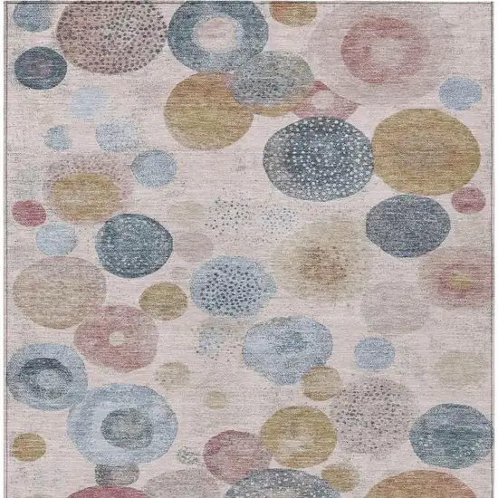 Blush Blue And Taupe Geometric Washable Indoor Outdoor Area Rug Photo 4