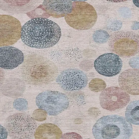 Blush Blue And Taupe Geometric Washable Indoor Outdoor Area Rug Photo 3