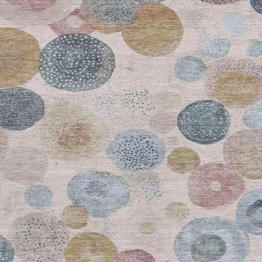 Blush Blue And Taupe Geometric Washable Indoor Outdoor Area Rug Photo 3